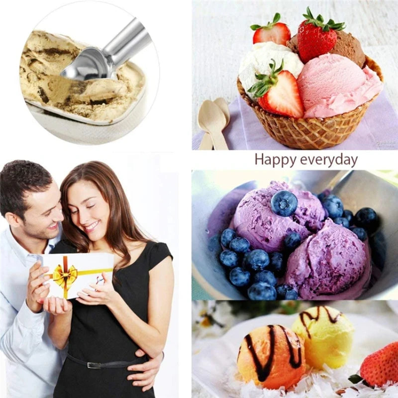 1Pc Lightweight Ice Cream Scoop Professional Black Silver Dishwasher Safe Cookie Scooper 7 Inch Non-Stick Ice-Cream Spade