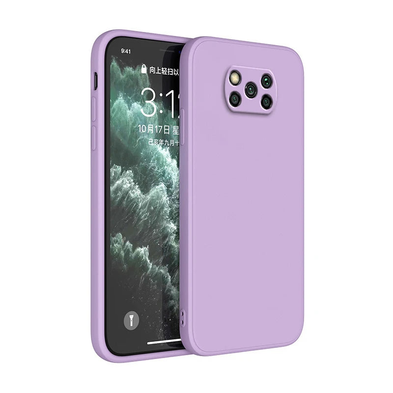 New Square Liquid Silicone Case for Xiaomi POCO X3 Pro NFC X3Pro X3NFC Shockproof Soft Cover Coque