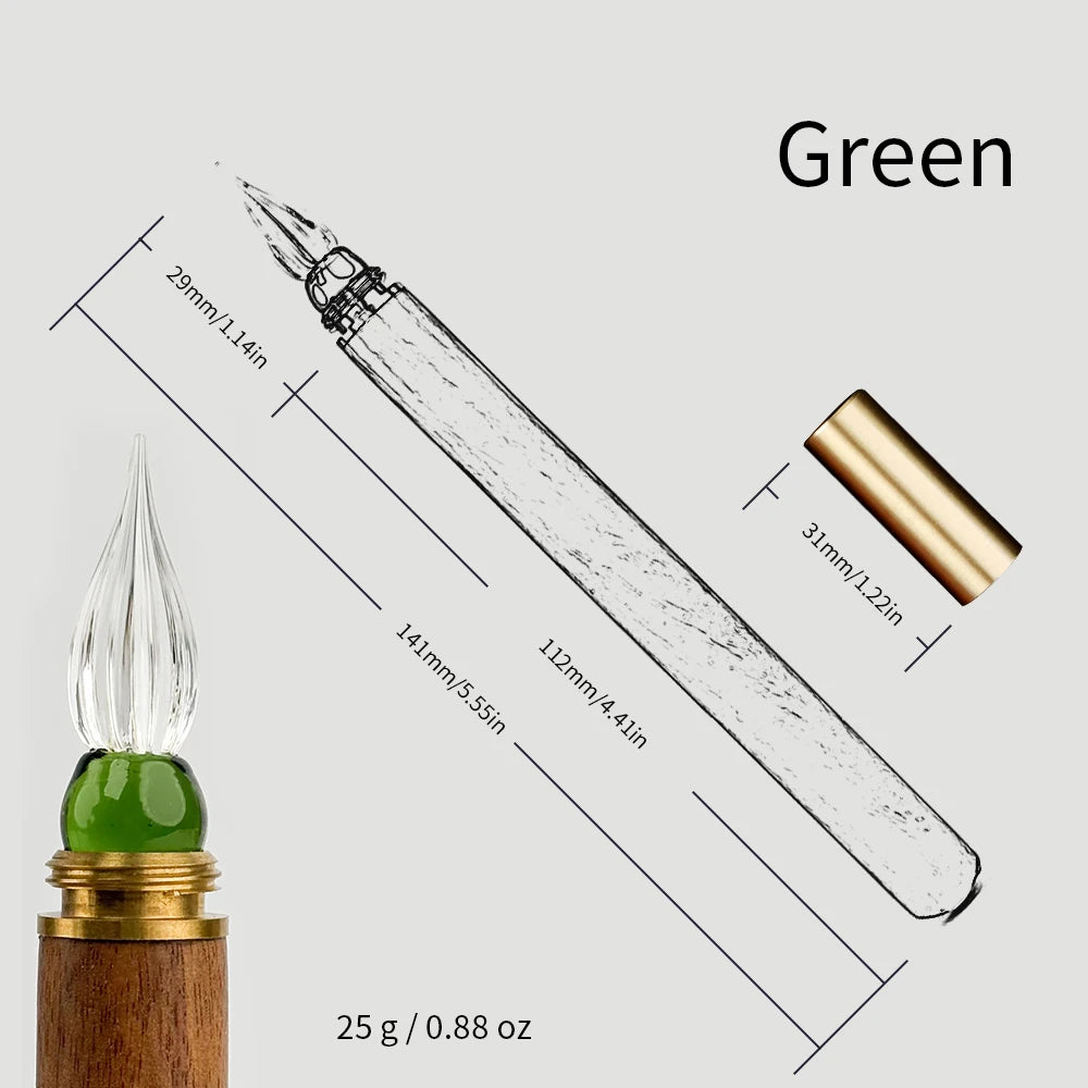SeamiArt 1pc Wood Handle Glass Dip Pen for Calligraphy Students Writing Stationery Gift Fountain Pen Stationery Supplies