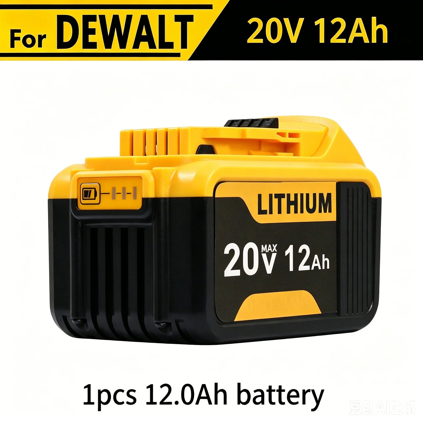 20V 12.0Ah Battery Replacement for Dewalt 20V MAX Lithium ion DCB200 DCB204 DCB205 DCB206 DCB612 Cordless Power Tool - 1/2/4 Pack Options