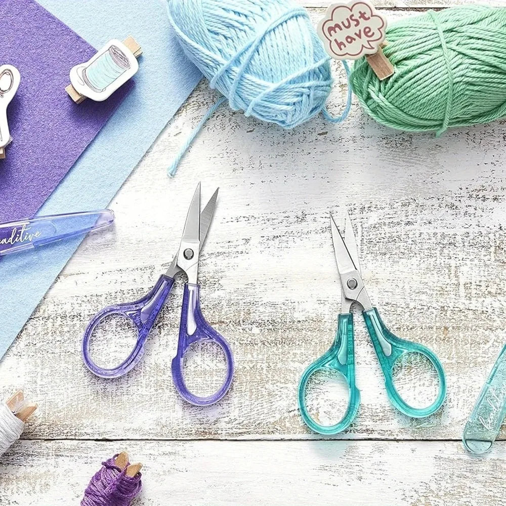 Portable Travel Craft Scissors 1PC Compact Precision Stainless Steel Blade Scissors With Protective Cap Office Stationery