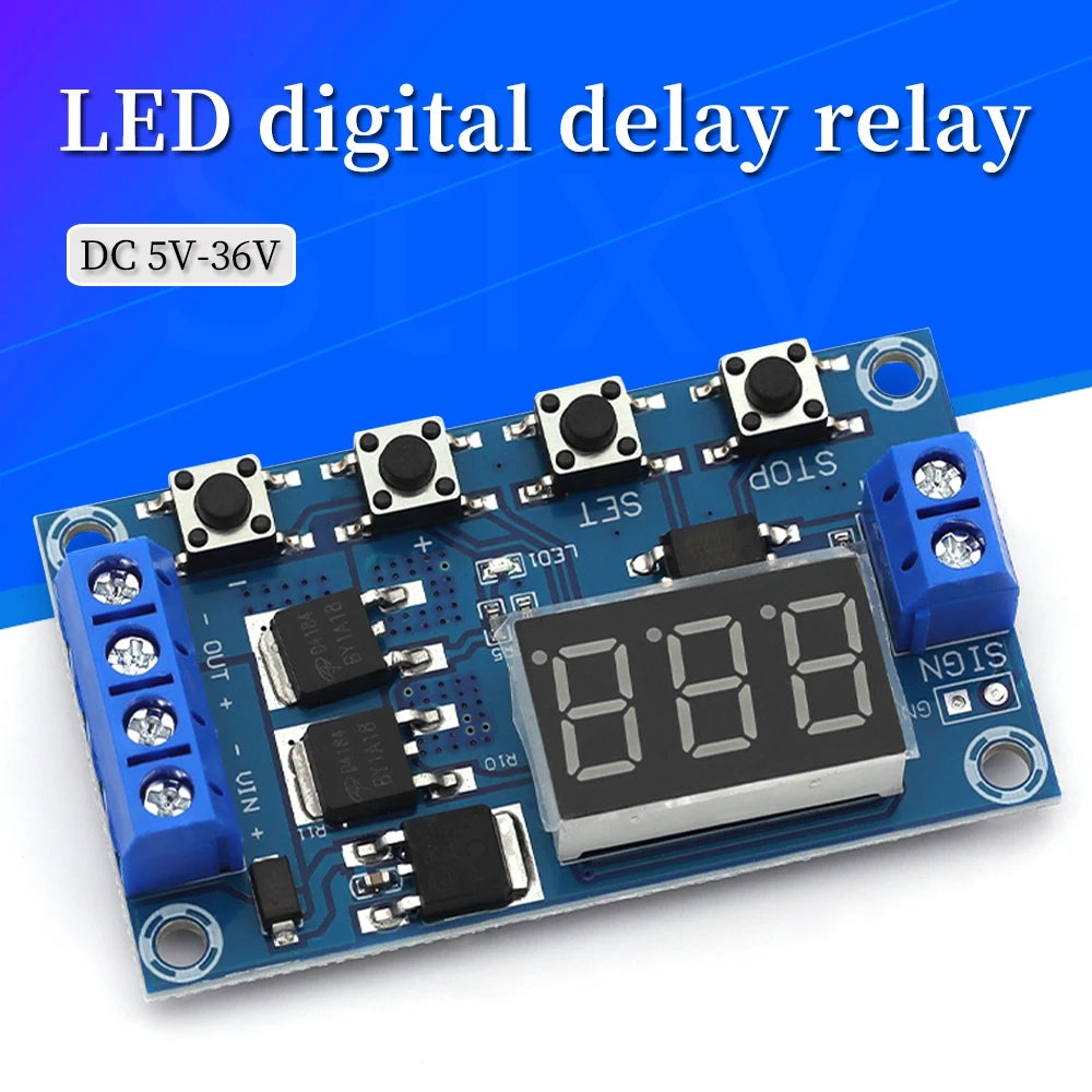 DC 5V ~ 36V Dual MOS LED Digital Time Delay Relay Trigger Cycle Timer Delay Switch Circuit Board Timing Control Module DIY