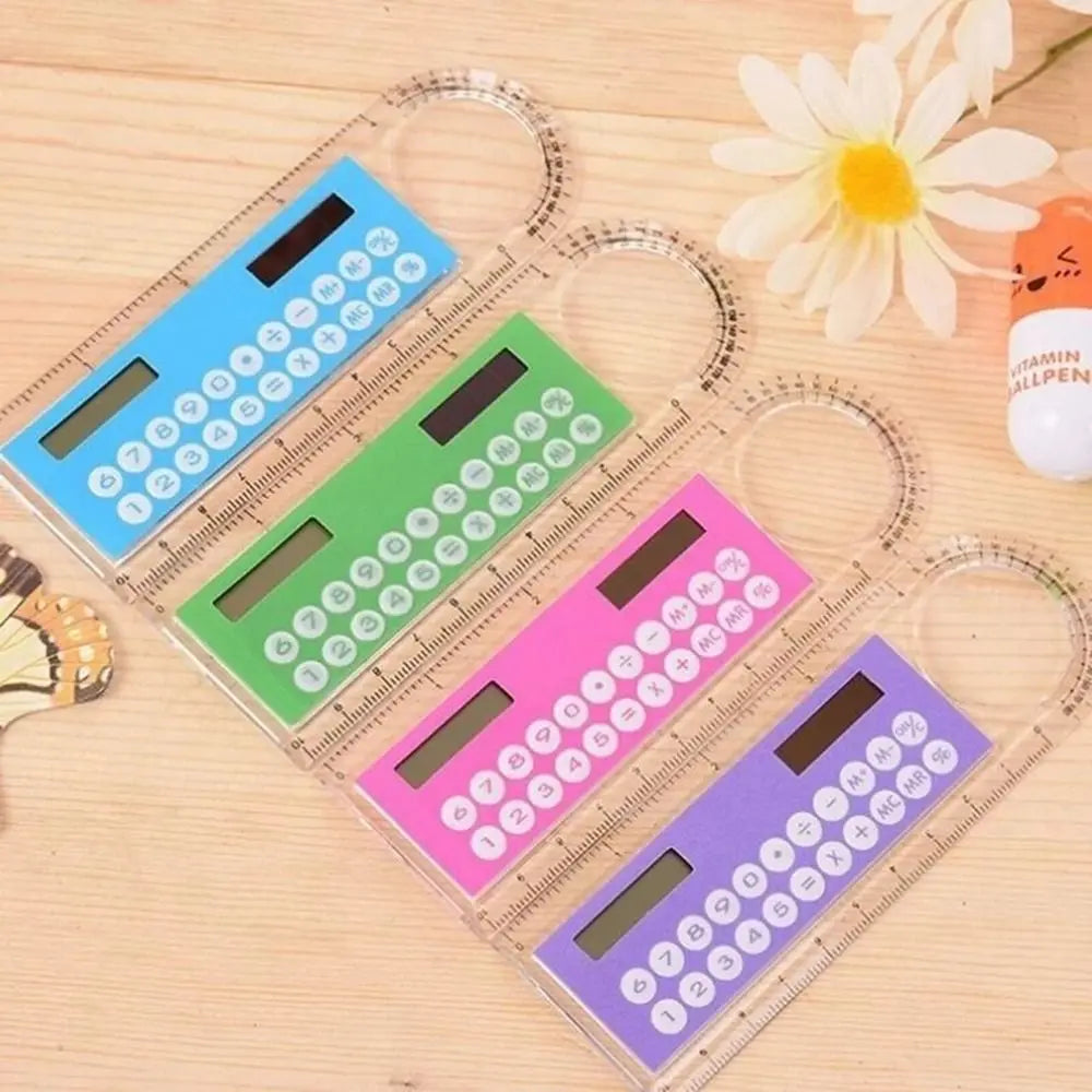 Mini Portable School Supplies Calculator Ruler Digital Caliper Office Stationery Solar Energy Calculator