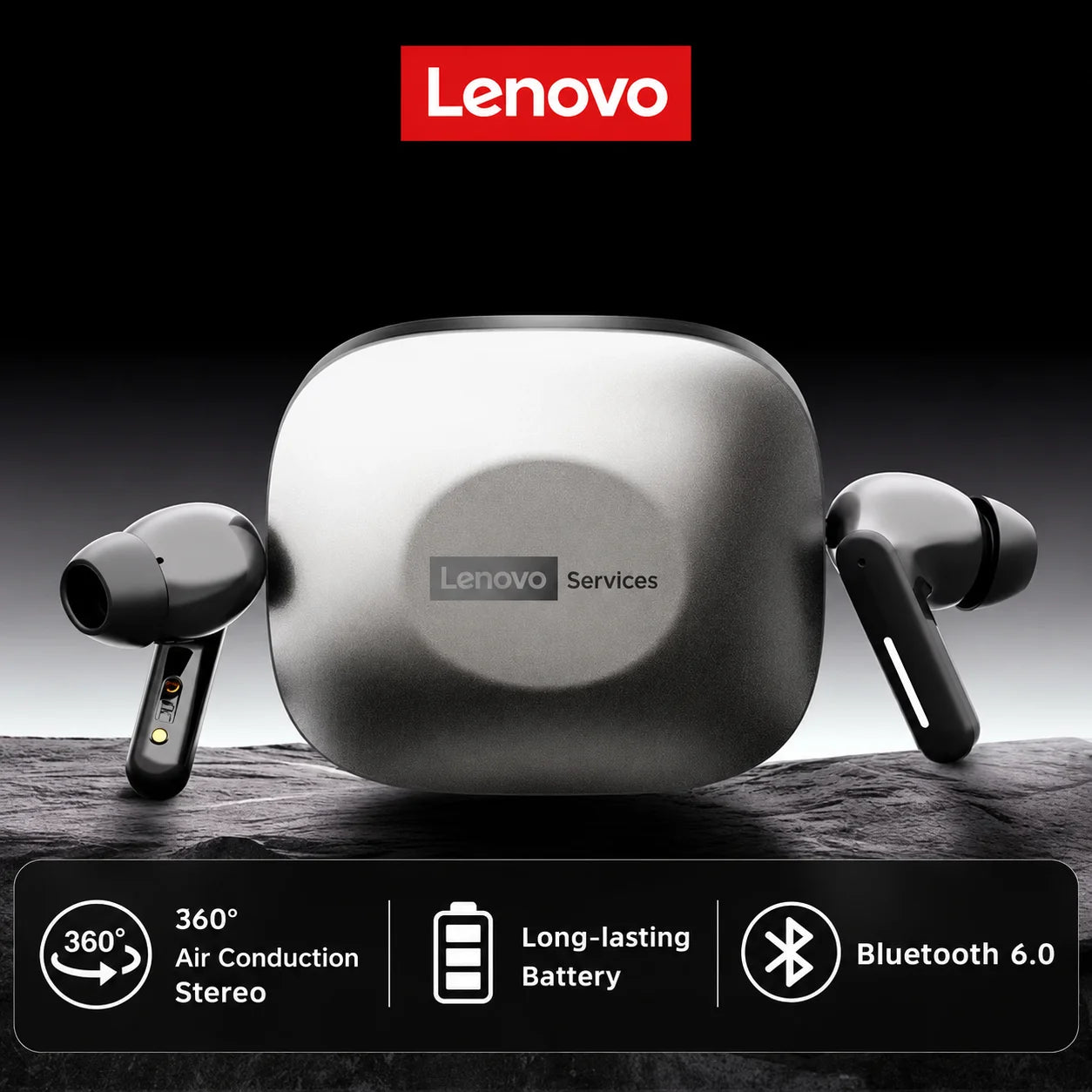 New Lenovo LE209 Wireless Bluetooth Earphone Business Music Bluetooth Headphone HD Call with Mic 30H Battery Life Gaming Headset
