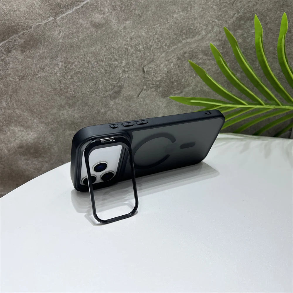 Matte Magnetic Translucent Wireless Charge Stand Case For iPhone 17 Pro Max Air 16 15 14 13 12 11 for Magsafe Must-Haves Cover