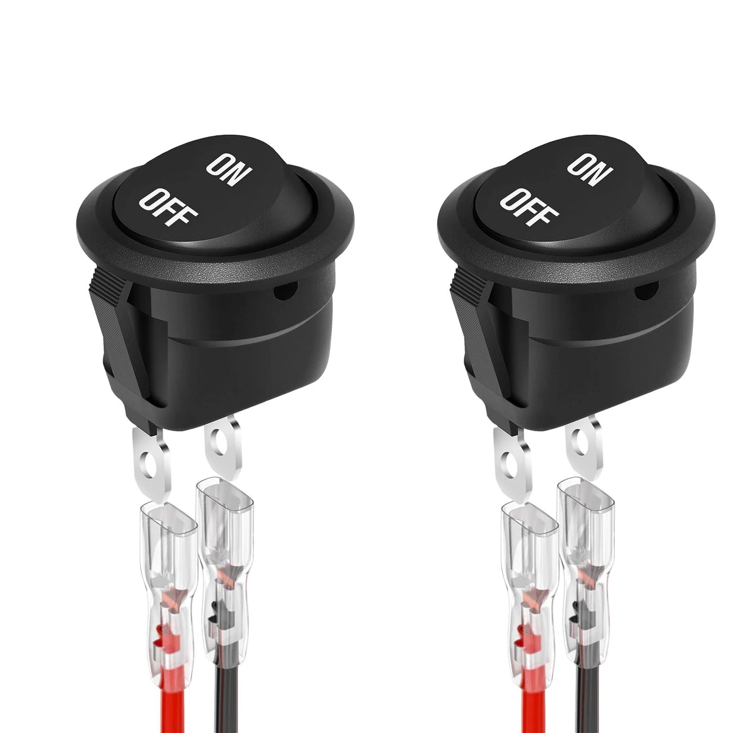 2/5/10Pcs 12V Round Rocker Switch ON/Off SPST 2Pin Toggle Switch with Wires 6A/250V 10A/125V AC for Automotive Boat Etc