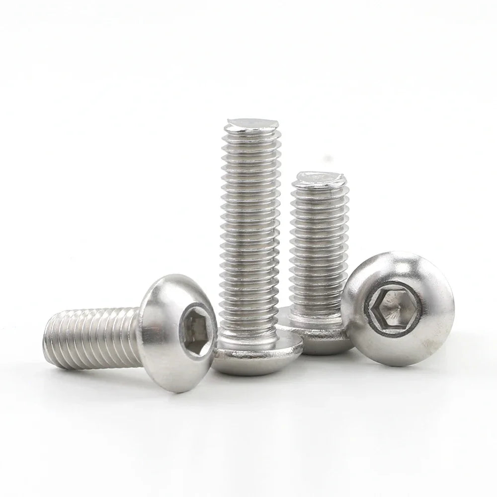 JUIDINTO 2-50pcs Hexagon Socket Button Head Screw Bolt Stainless Steel M2 M2.5 M3 M4 M5 M6 M8 Hex Allen Round Head Screw ISO7380