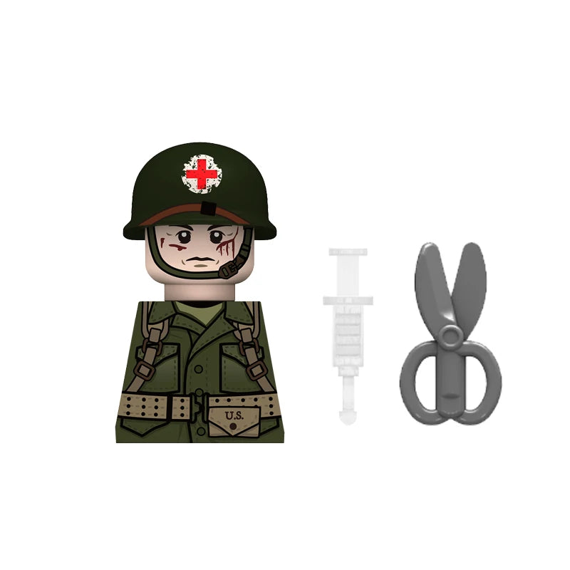 Military US Army Soviet Figures Soldiers MOC Building Blocks Medic Sniper Rifle Bunijon Hat Helmets Children's Toy Gift B145