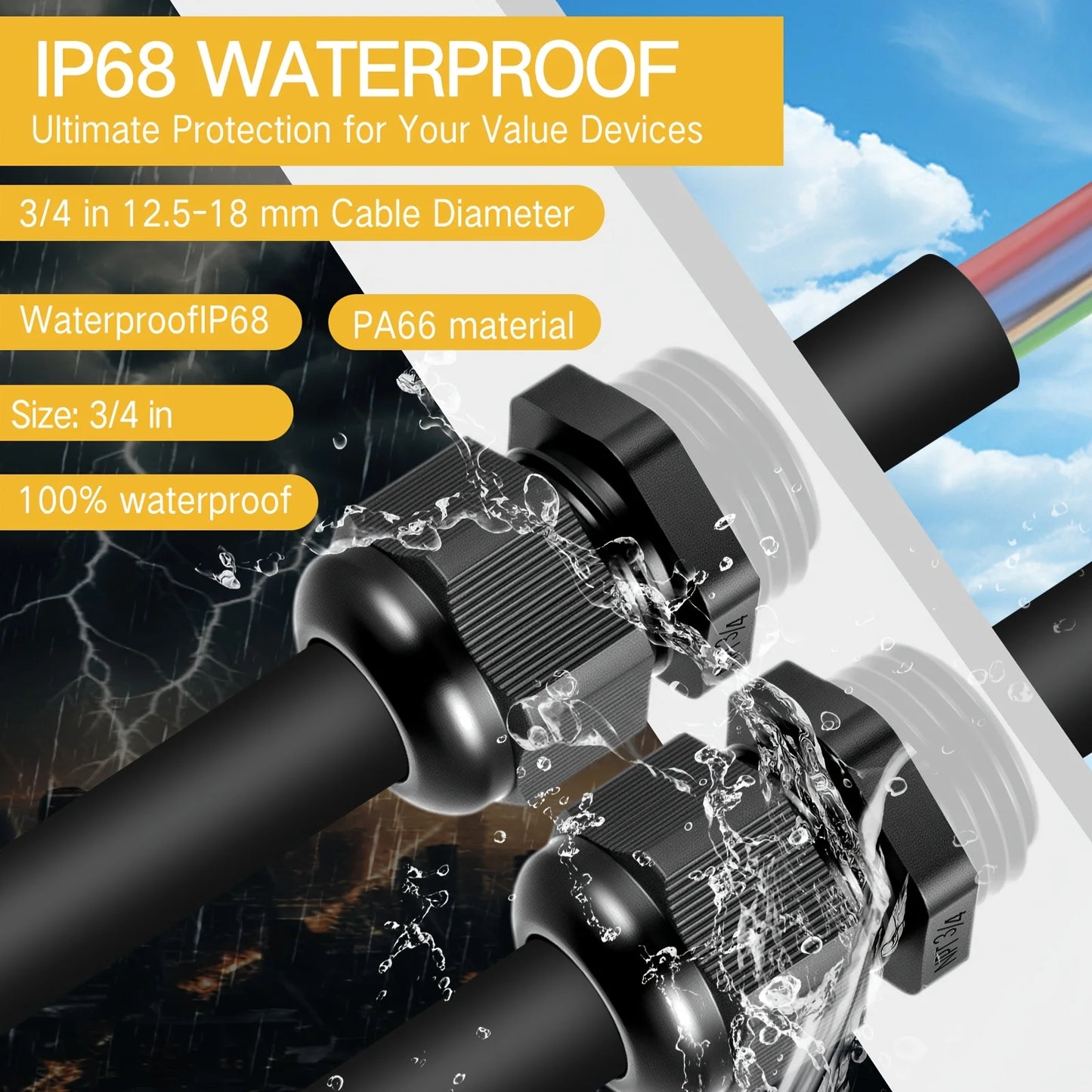 Cable Gland M8 M10 M12 M16 M20 PG7 PG9 PG11 PG16 Waterproof Cable Glands Plastic Nylon Cable Connector IP68 for Electrica Wire