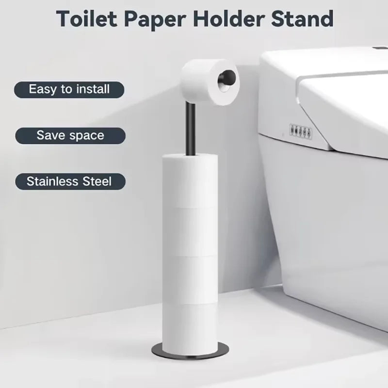 Paper Towel Holder Bathroom Stainless Steel Floor Mounted Toilet Paper Holder Single Pole Kitchen Floor Shelf Bathroom Fixtures