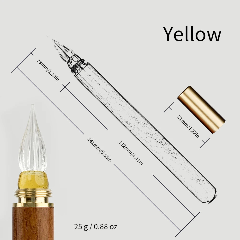 SeamiArt 1pc Wood Handle Glass Dip Pen for Calligraphy Students Writing Stationery Gift Fountain Pen Stationery Supplies