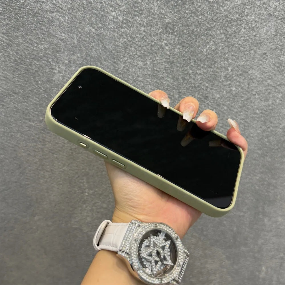 Luxury Built-in For Magsafe Flannel Case For iPhone 17 Pro Max 16 15 14 13 iPhone Air Plus Magnetic Wireless Charge Matte Cover