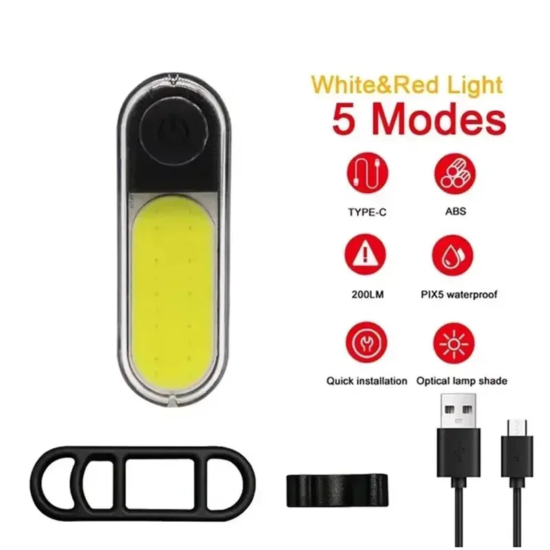 BUCKLOS Bike Light COB Front Rear Bicycle Lights LED Rechargeable Mountain Road Bicycle Lamp MTB Tail Light Cycling Flashlight