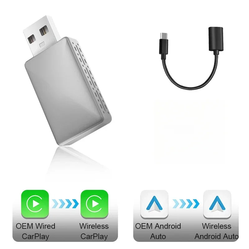 Original FLIXIVI Carplay Android Auto 2in1 CAR PLAY Wireless Carplay for Cars Plug and Play Wired To Wireless Smart Car Systems
