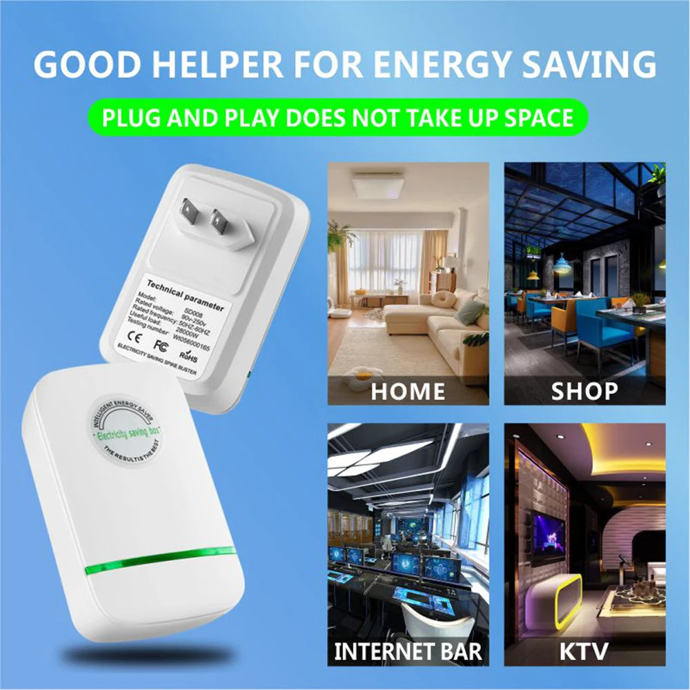 Pro Power save Energy Saver 90V-250V Home Office Voltage Stabilizer EU Plug - Electricity Saving Box for Stable Power Supply