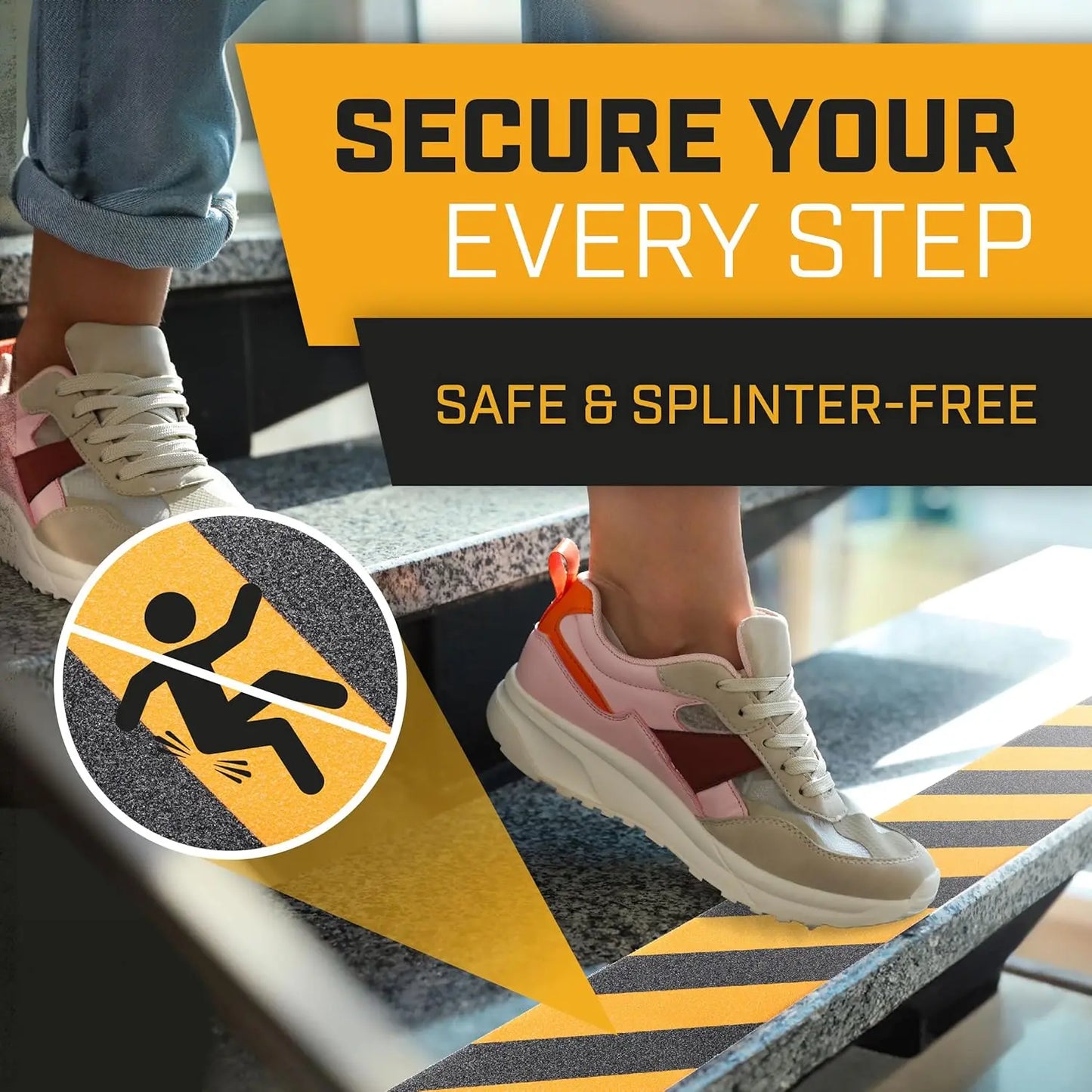 Non-slip Tape for Stairs, FloorsAnti-slip Tape For Street, Anti-Slip Stickers For Seniors,Durable Adhesive Safety Protector