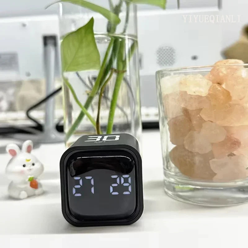 1pc Mini Productivity Cube Timer Gravity Sensor Flipping LED Display 4 Preset Time Dual Modes Countdown Cooking Study