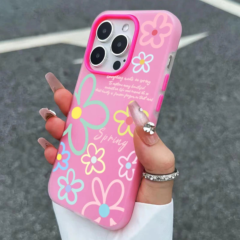 Spring Flower Pattern Phone Case For iPhone 17 16 Pro Max Cases iPhone 17e 16e 11 15 12 13 14 Pro Max Air X XS XR 7 8 Plus Cover