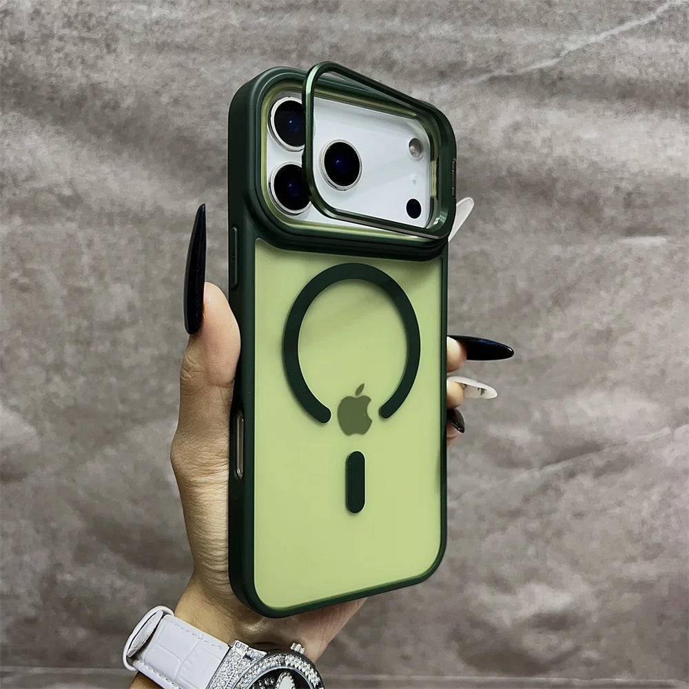 Matte Magnetic Translucent Wireless Charge Stand Case For iPhone 17 Pro Max Air 16 15 14 13 12 11 for Magsafe Must-Haves Cover