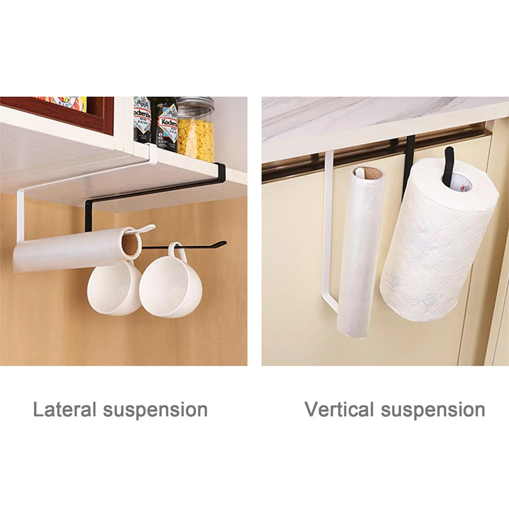 Hanging Kitchen Paper Towel Rack, Roll Paper, Plastic Wrap, Rag Organizer Rack, For Kitchen, Cabinets, Bathroom Organizer Rack