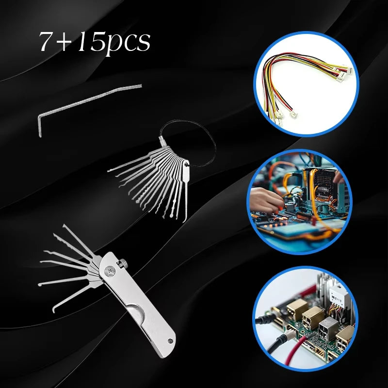 1 set of 22pcs multifunctional lock metal lever pry bar tool knife, outdoor portable metal tool, with keychain