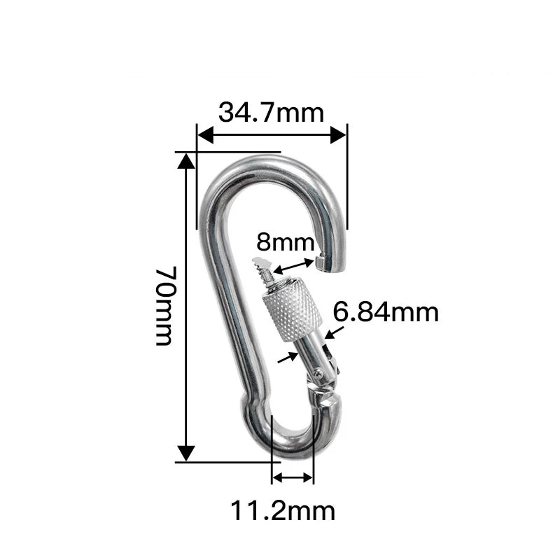 304 Stainless Steel Carabiners - Heavy Duty, Durable & Rust-Free Clips for Gym, Swing, Dog Leashes, Hammocks, Keychains