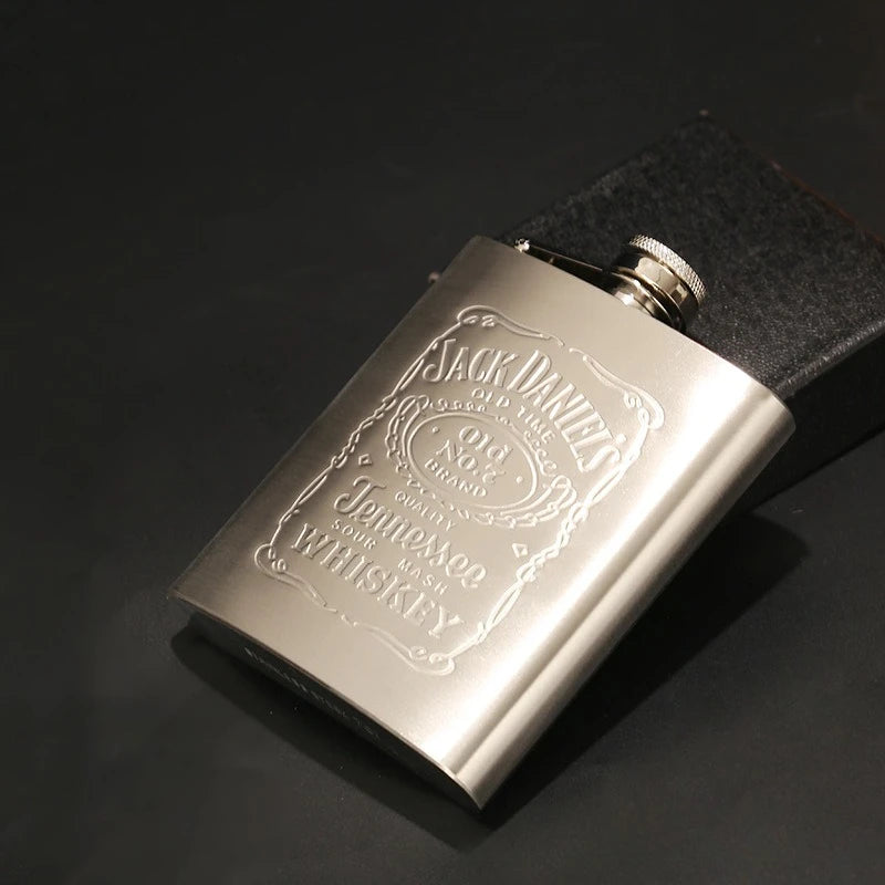 JUSTINLAU 7/8oz Portable Pocket Hip Flask Stainless Steel Whisky Flask Drink Alcohol Container Gift Box Vodka Drinking Bottles