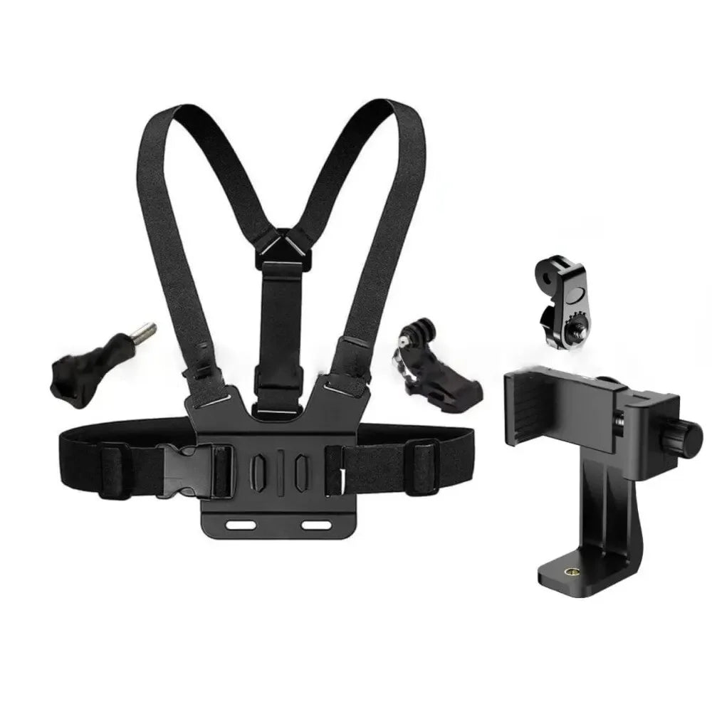 Hands-Free Chest Phone Mount–Adjustable POV Holder for Live Streaming, Sports&Travel Vlog,Secure Clip for iPhone Samsung Huawei