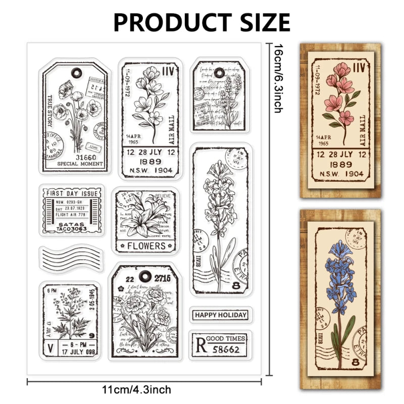 1pc Plant Labels Clear Stamps Flower Silicone Stamps for Crafting Transparent Silicone Stamp Seals for DIY Scrapbooking Card