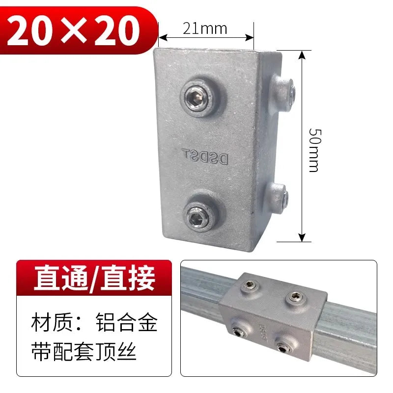 20/25/30mm Square Tube Connectors Galvanized Aluminum Alloy Square Tube Connector Tee Fasteners Square Steel Fixed Clips