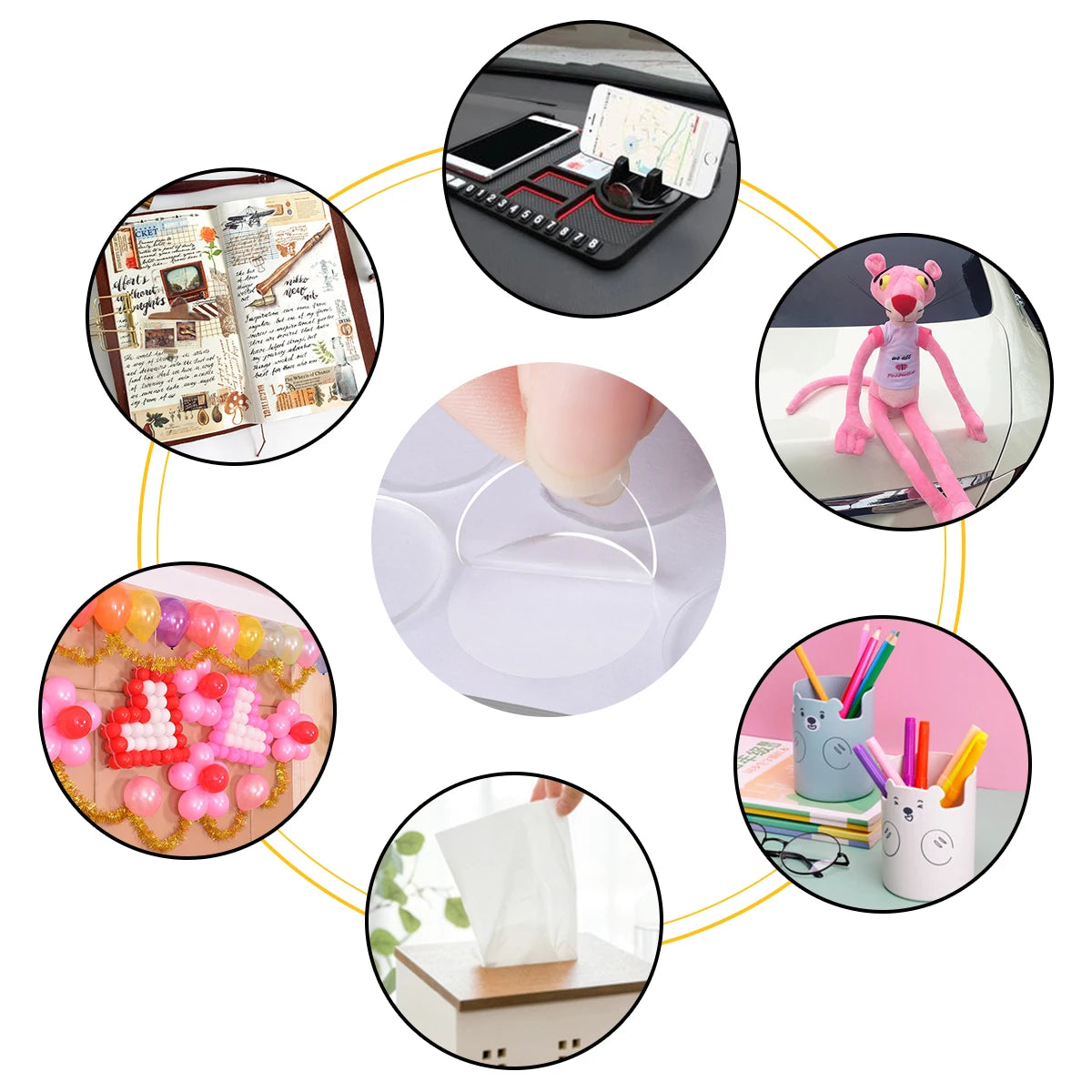 Clear Acrylic Double-Sided Tape Traceless Nano Adhesive Dots, Waterproof EVA for Balloons Car Plastic Glass Metal Drywall etc