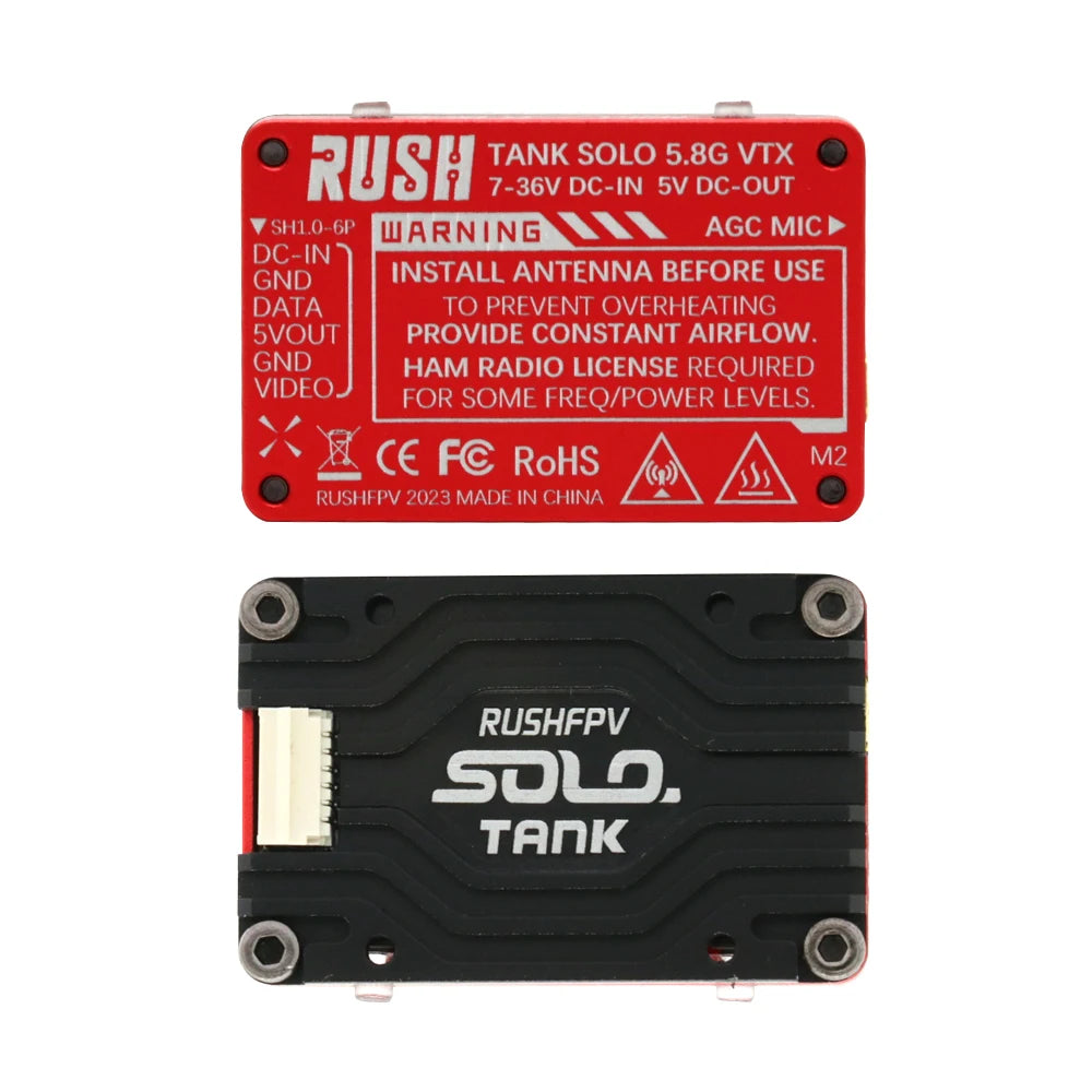 RUSH Solo Tank 5.8G VTX Video Transmitter CNC Shell 1.6W High Power Built-in Microphone Heat Dissipation Structure For RC FPV