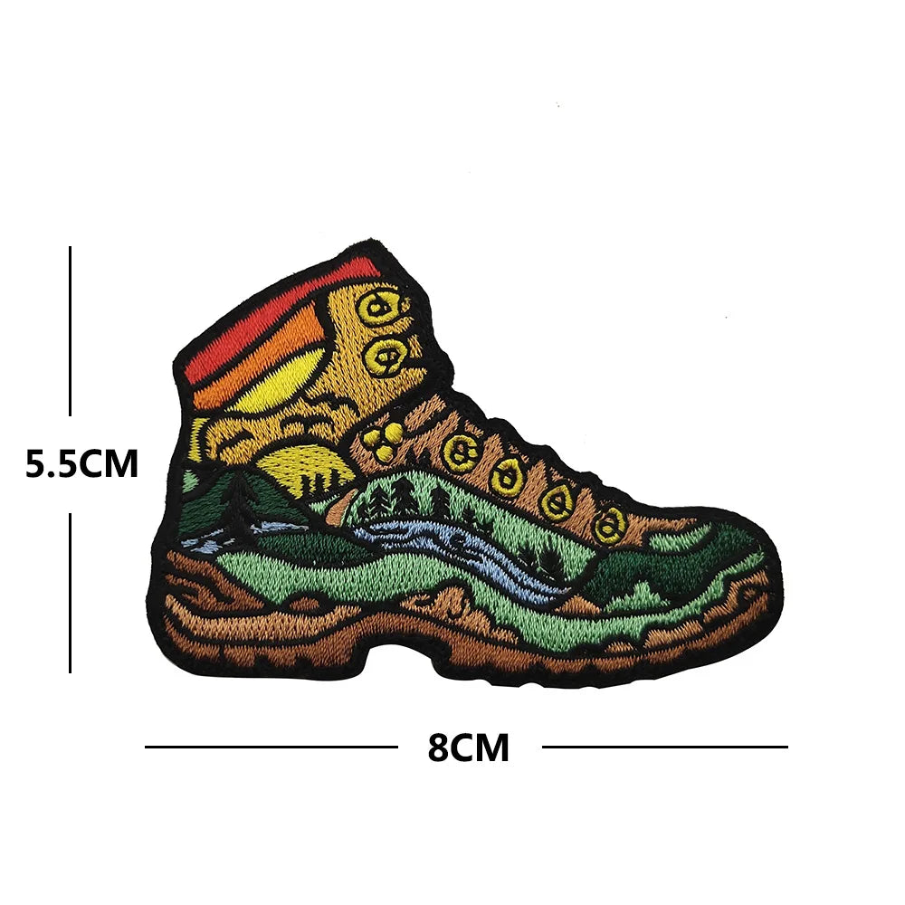 Outdoor Camping Tactical Patch Compass Wolf Embroidered Patch HOOK LOOP Badge Fit Backpack Jacket Clothing stickers