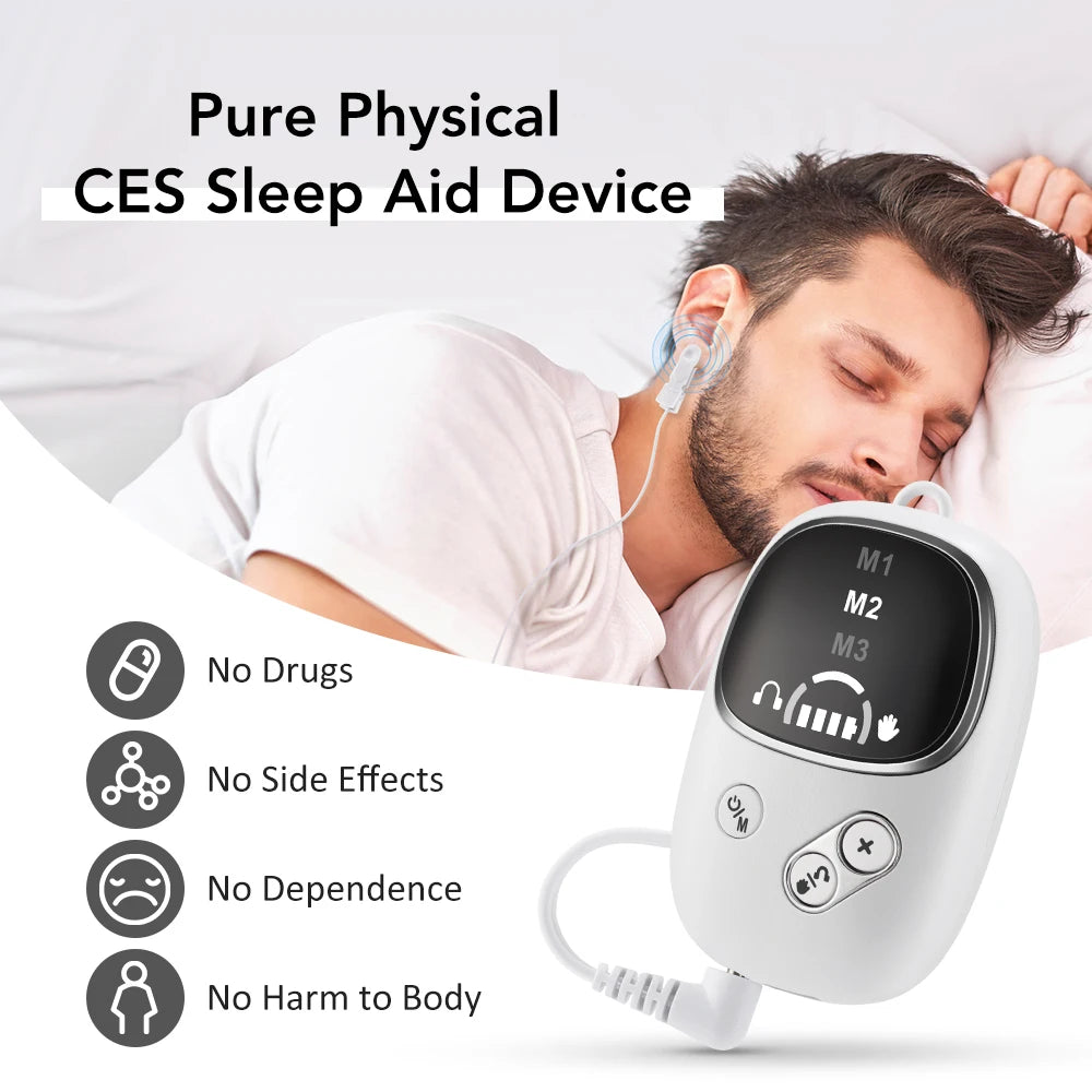 Ear Clip & Handheld CES Sleep Aid Device For Insomnia Anxiety Stress Relief Help Sleeping Aid Machine Palm Pulse Massager