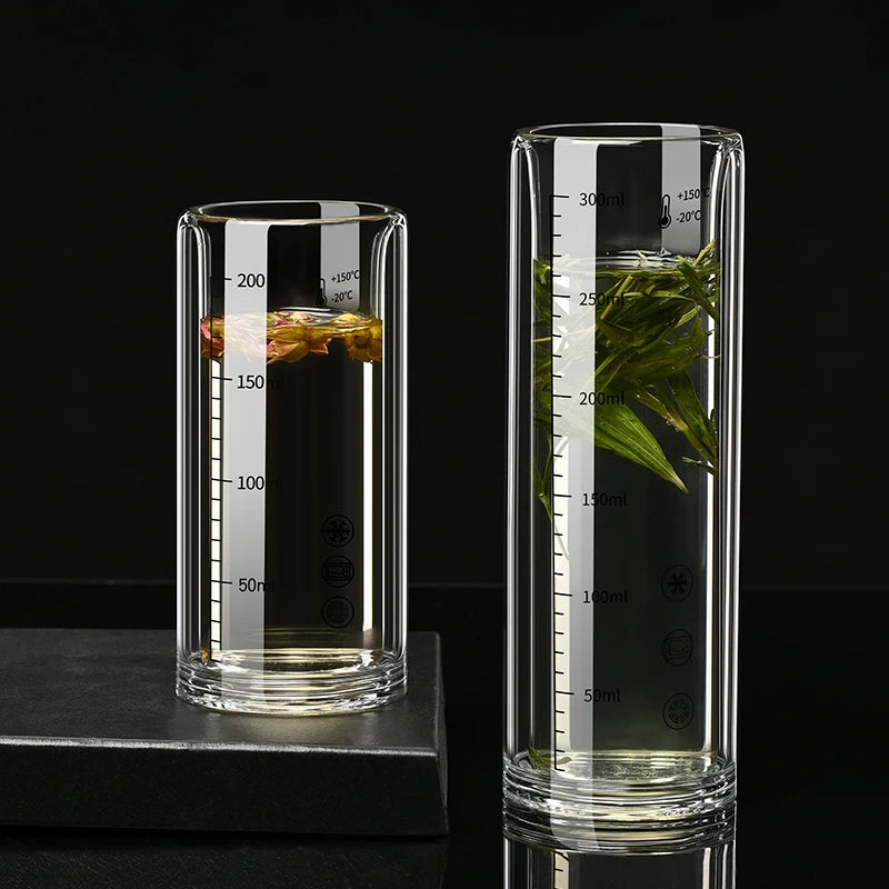 High borosilicate glass water cups, transparent Double Wall beer cups, heat Resistant and anti-scald milk and coffee cups