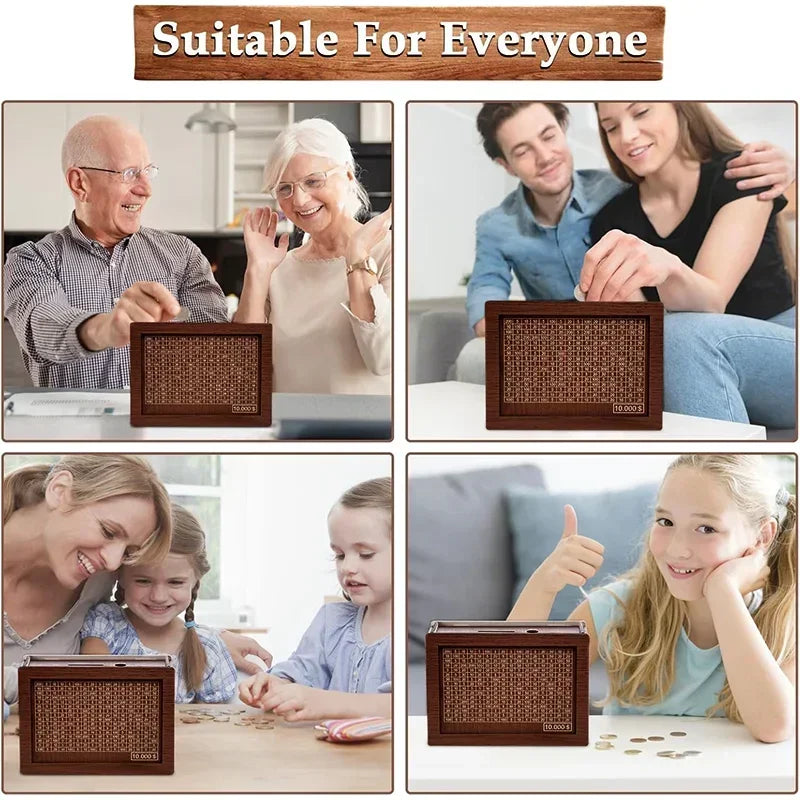 1000/3000/5000/10000 Euro Money Box Wooden Piggy Bank Reusable Personalized Piggy Bank Children Challenge Cash Storage Case