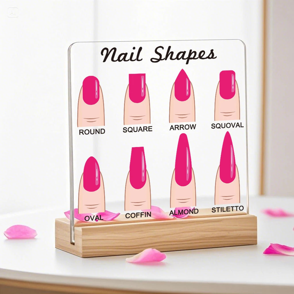 Hot pink Nail Shapes Display Board Transparent Acrylic Nails Art Prop Desktop Nail Art Works Show Board