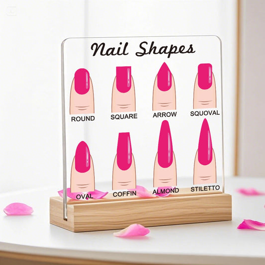Hot pink Nail Shapes Display Board Transparent Acrylic Nails Art Prop Desktop Nail Art Works Show Board