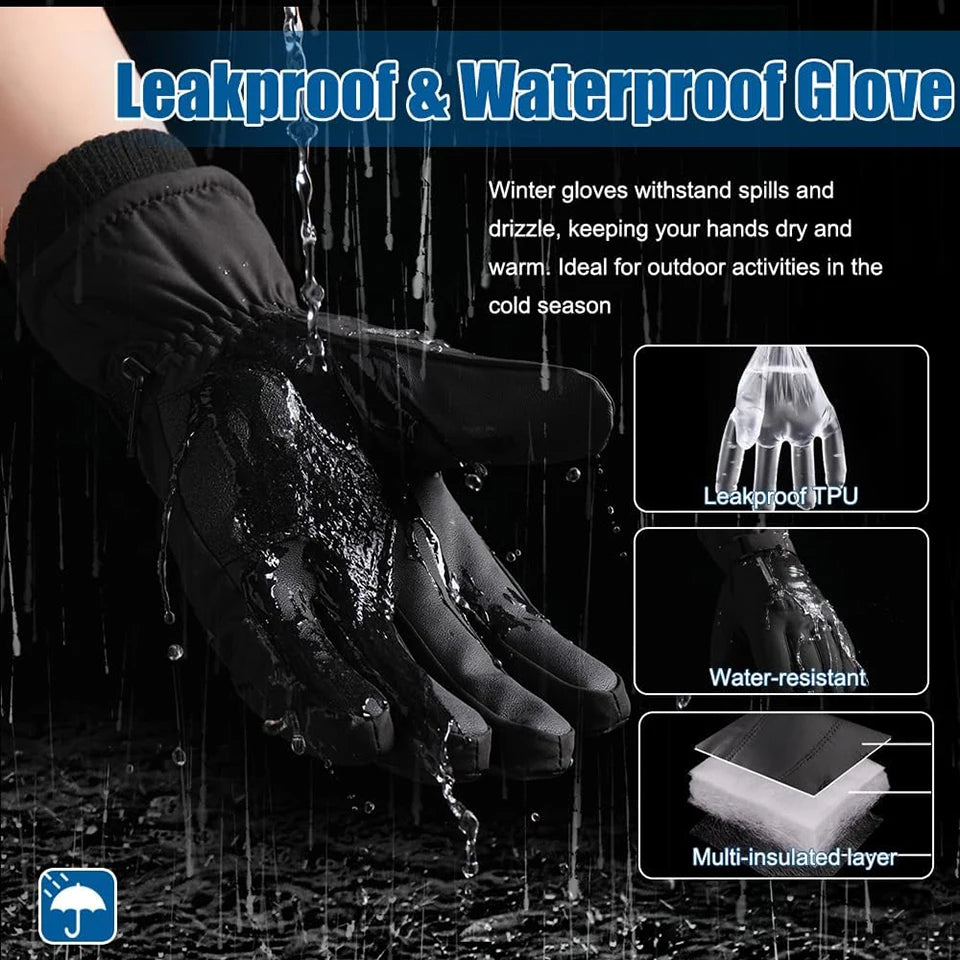 GTUBIKE Waterproof Men’s Women’s Winter Cycling Gloves Thermal Touchscreen Ski Gloves for Running Outdoor Sports Gloves