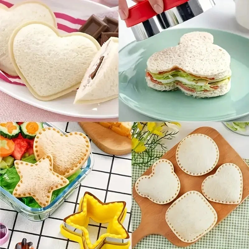1/2/3/4/5/6pcs Stainless Steel Cookie Cutters Set - Animal & Heart Shapes for DIY Baking, Bread, Sandwich, Gift for Kids
