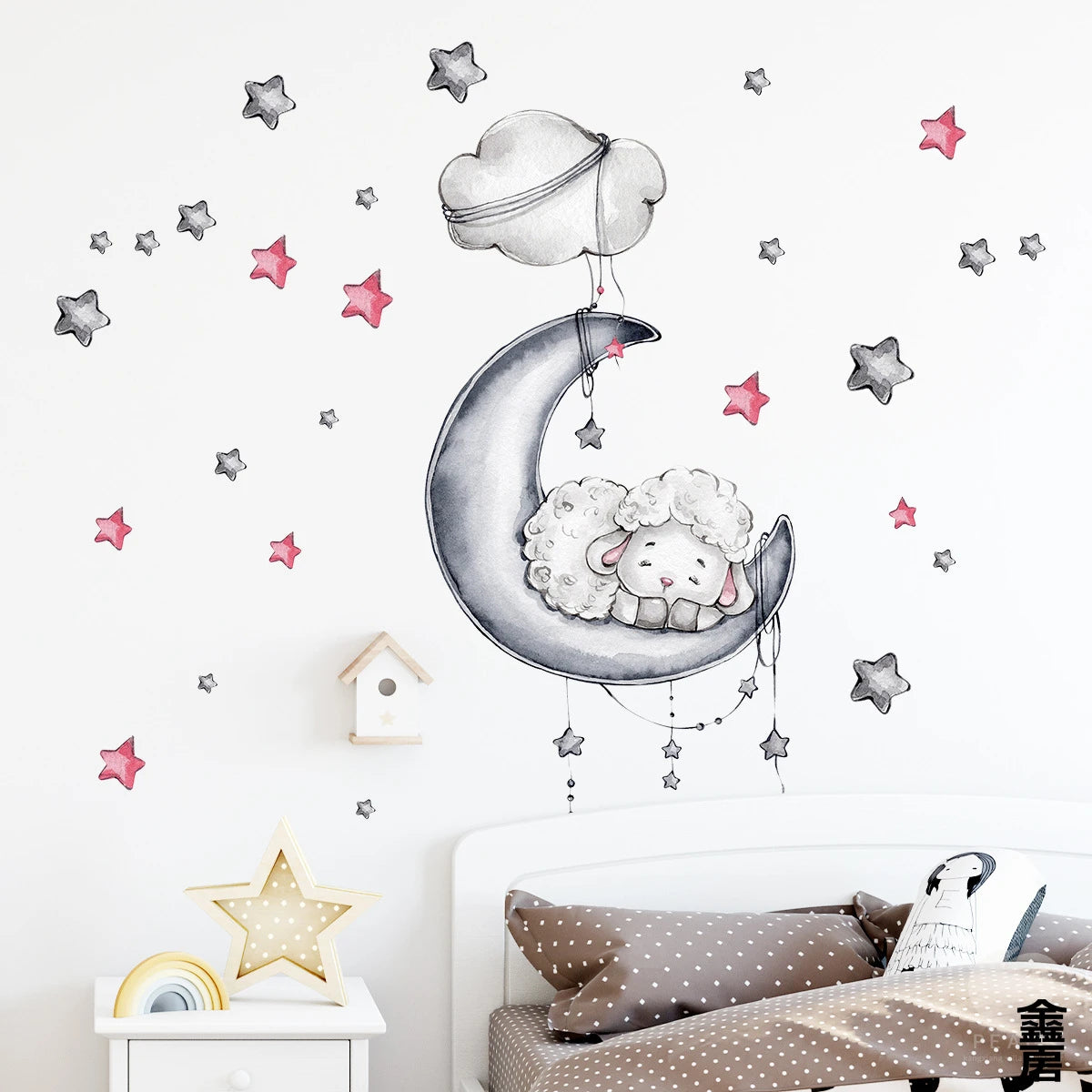 1Pc Cartoon Animal Star Moon Cat Rabbit Bear Wall Stickers for Room Decoration Living Room Decor for House