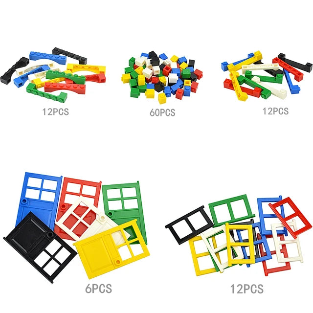 City Window Building Blocks MOC House Door Frame Glass Bricks Parts Compatible 60594  60616 60621 60596 MOC Educational Parts Fo
