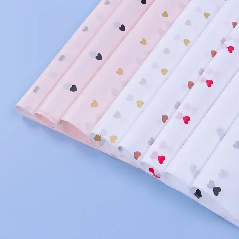10 Sheets/lot 50*70 Cm Gift Wrapping Paper DIY Handmade Craft Star Love Dot Pattern Tissue Paper  Floral Packaging Material