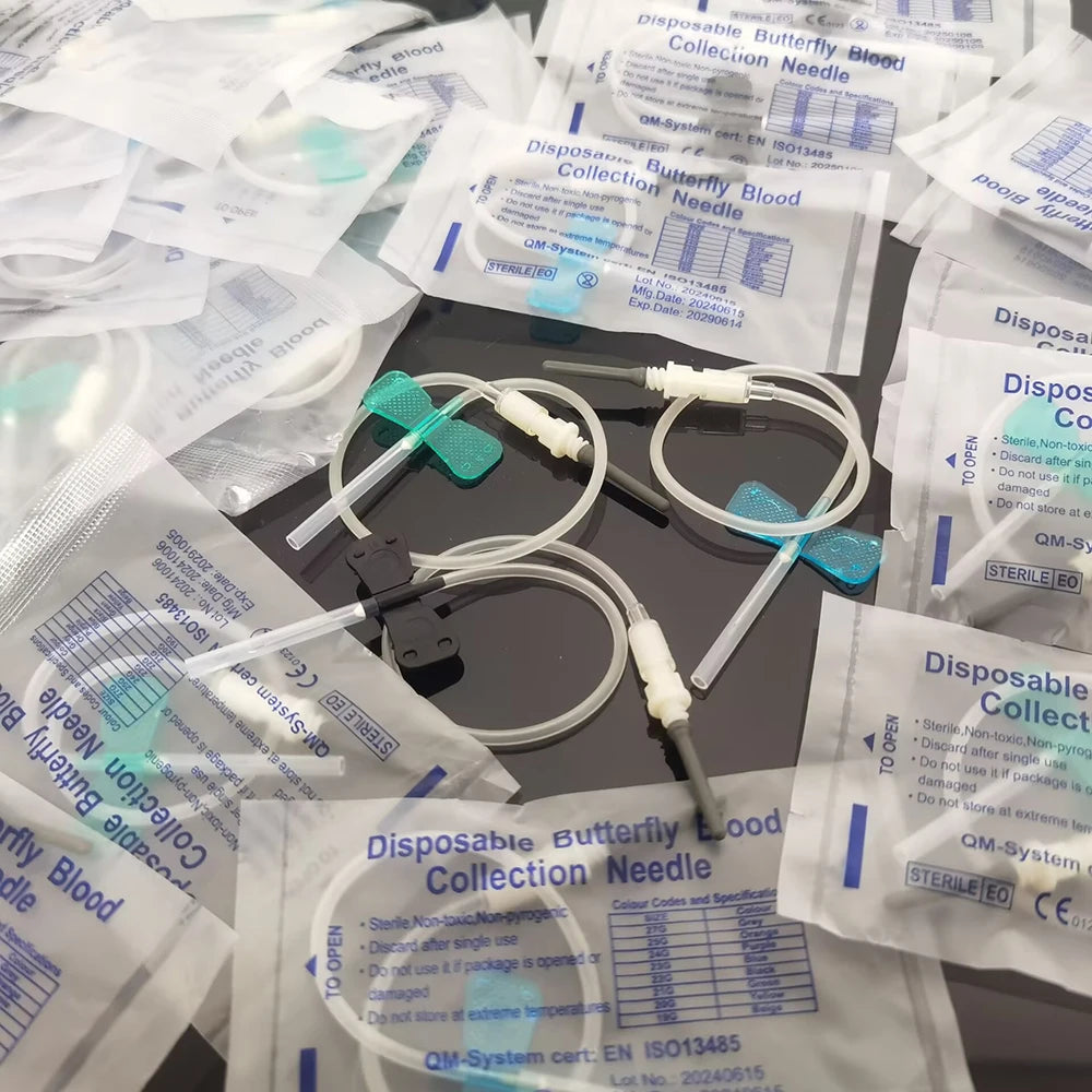 500Pcs Disposable Butterfly Blood Collection Needle double wing type Blood Collection Needle Pet Care Room Cat Dogs Animal