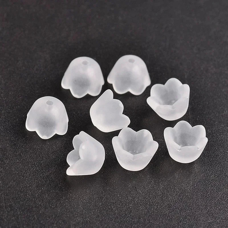 50/100/200pcs Transparent Acrylic Beads Tulip Flower Lily of The Valley for Jewelry Making DIY Bracelet Necklace Crafts Material