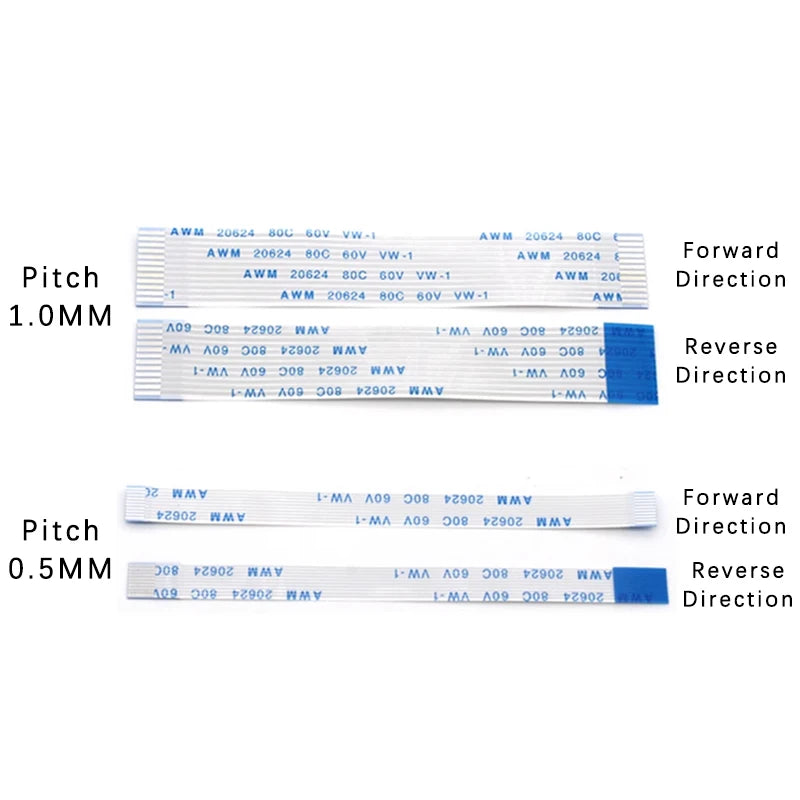 10PCS FPC FFC Ribbon Flexible Flat Cable 4/6/8/10/12/14/16/18/20/24/30/34/40/50/60P Pin Pitch 0.5MM 1.0MM A-Type Wire Length