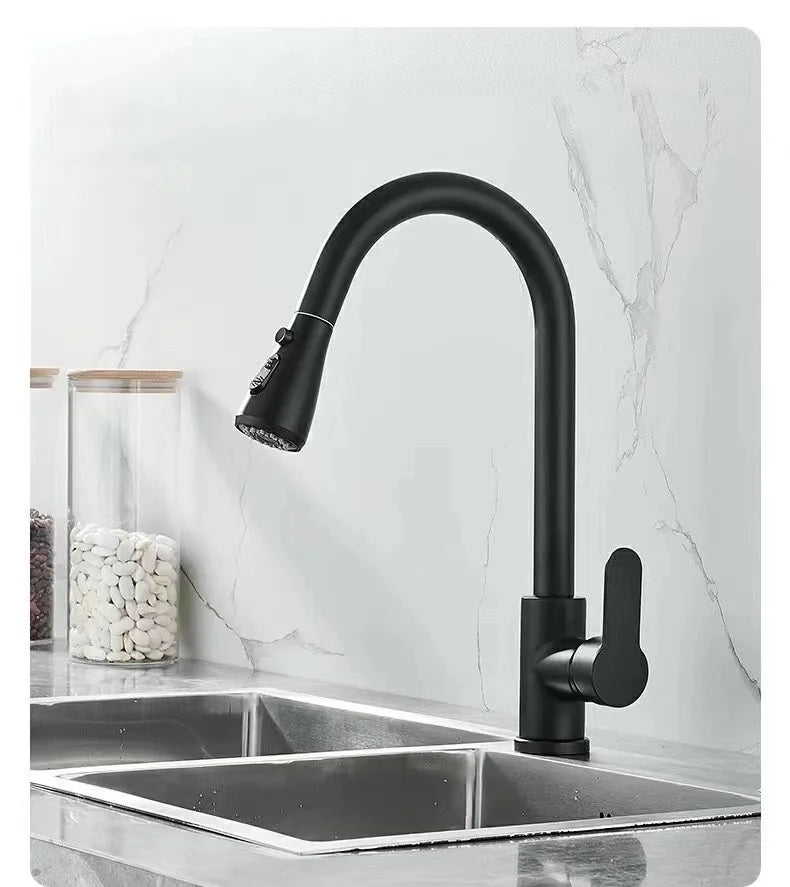 Kitchen Faucets 304 stainless steel Pull Out Kitchen Sink Water Tap Deck Mounted Mixer Stream Sprayer Head Hot Cold Taps