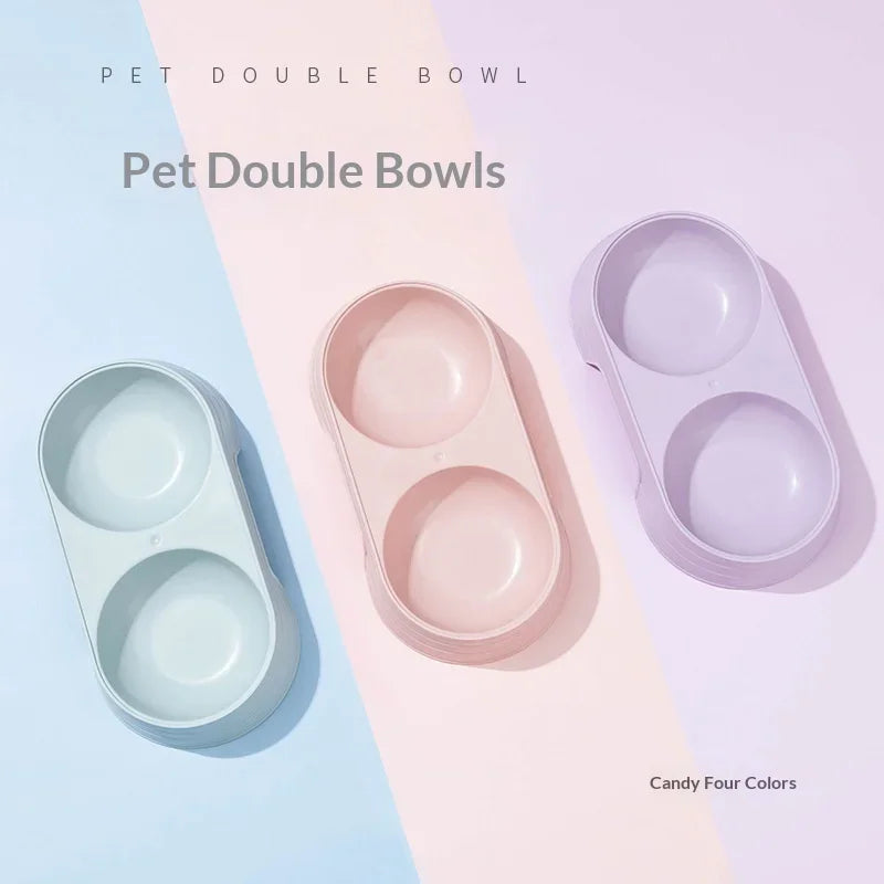 cat ear pet bowl elevated double bowls non-slip feeder dog cat food water bowl eco-friendly durable