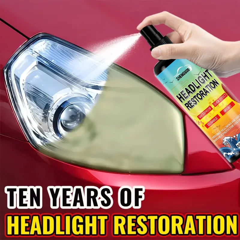 Headlight Restoration Kit - Transparent, Bright Headlight Advanced Repair Solution, Prevents Yellowing and Oxidation, Long-Lasting Protective Coating Spray