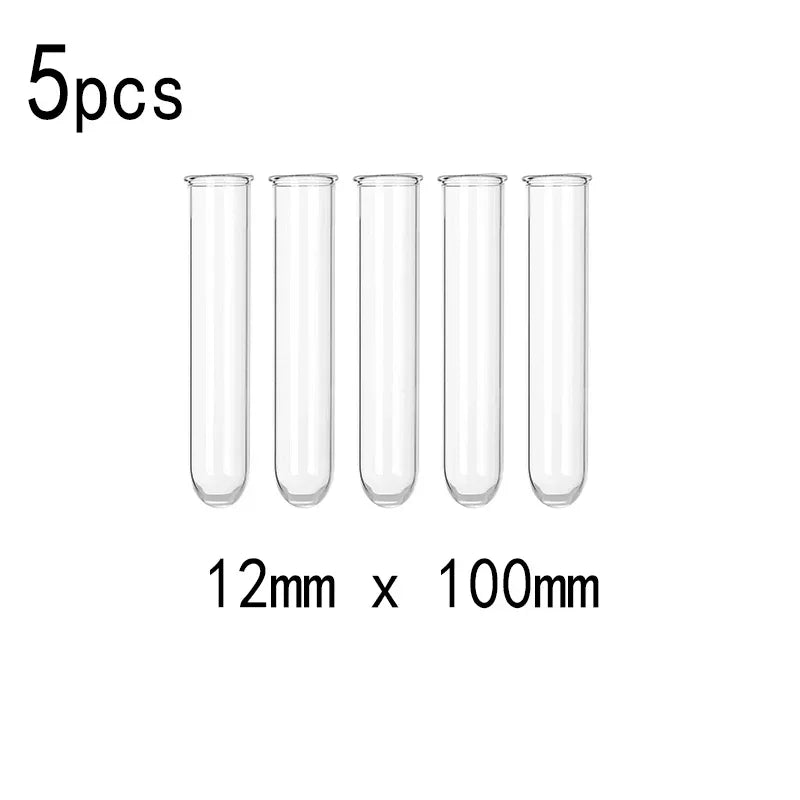 5pcs Borosilicate Glass Test Tubes, 75-300mm clear U-Bottom for Laboratory Science Experiments & School Education Supplies